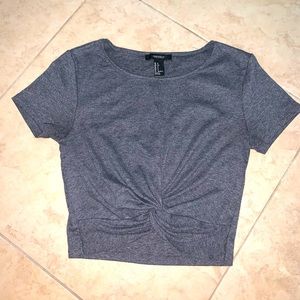 Forever 21: Grey, Short Sleeve Crop Top, Size S